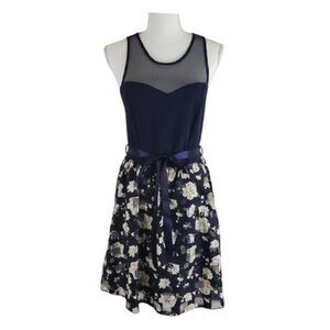 A’Gaci Blue Floral Mesh Fit & Flare Dress – Girl's Size Large